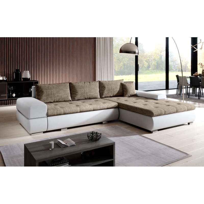 Sedací souprava s úložným prostorem EDERA - bílá / světle hnědá