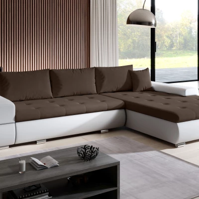 Sedací souprava s úložným prostorem EDERA - bílá / tmavě hnědá