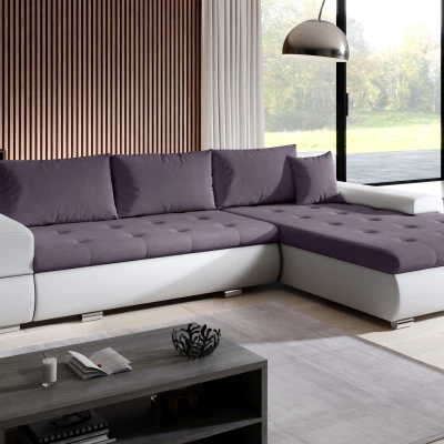 Sedací souprava s úložným prostorem EDERA - bílá / fialová