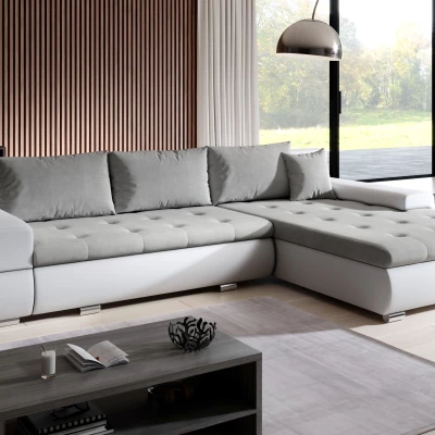 Sedací souprava s úložným prostorem EDERA - bílá / popelavá