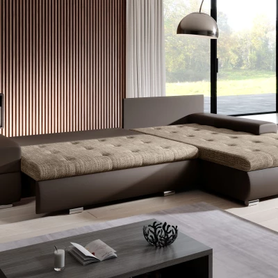 Sedací souprava s úložným prostorem EDERA - tmavě hnědá / světle hnědá