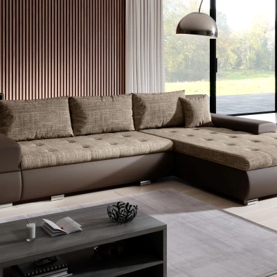 Sedací souprava s úložným prostorem EDERA - tmavě hnědá / světle hnědá