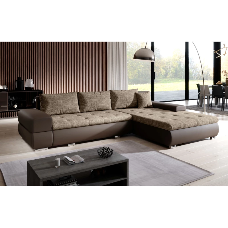 Sedací souprava s úložným prostorem EDERA - tmavě hnědá / světle hnědá