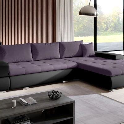 Sedací souprava s úložným prostorem EDERA - černá / fialová