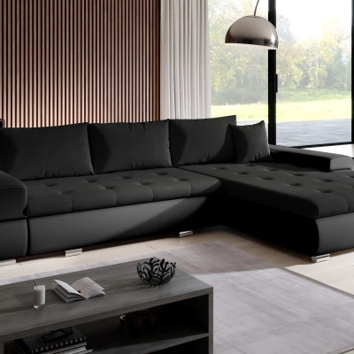 Sedací souprava s úložným prostorem EDERA - černá eko kůže / černá