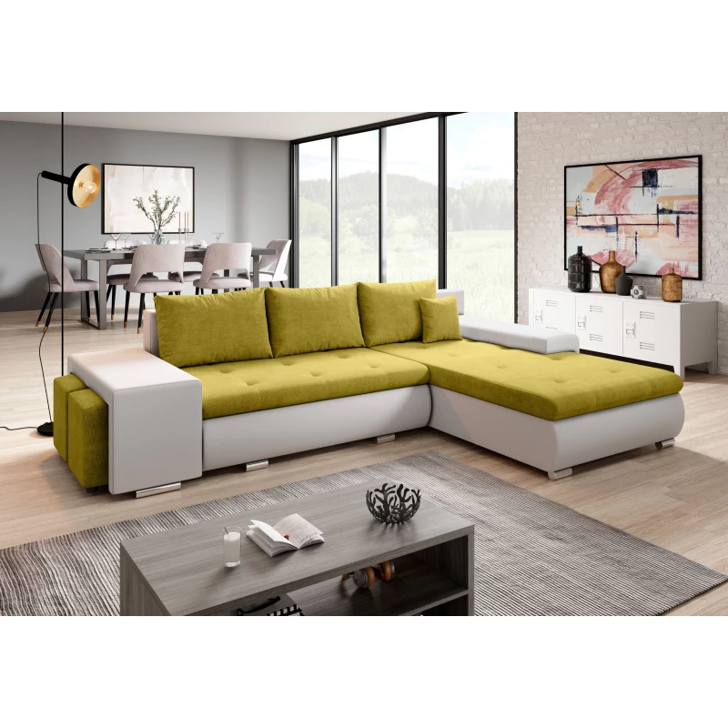 Sedací souprava s taburety EDERA MINI - bílá / žlutá