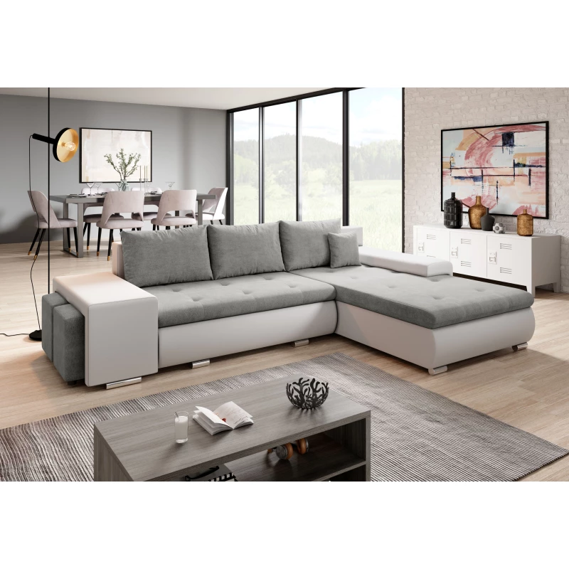 Sedací souprava s taburety EDERA MINI - bílá / světle šedá