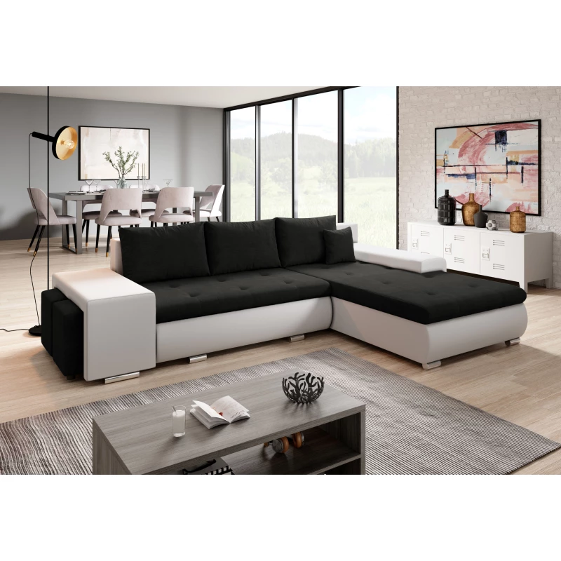 Sedací souprava s taburety EDERA MINI - bílá / černá