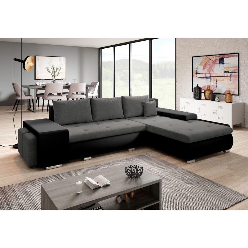 Sedací souprava s taburety EDERA MINI - černá / tmavě šedá