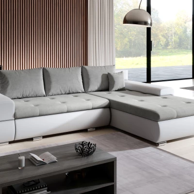 Rohová sedací souprava EDERA MINI - bílá / světle šedá