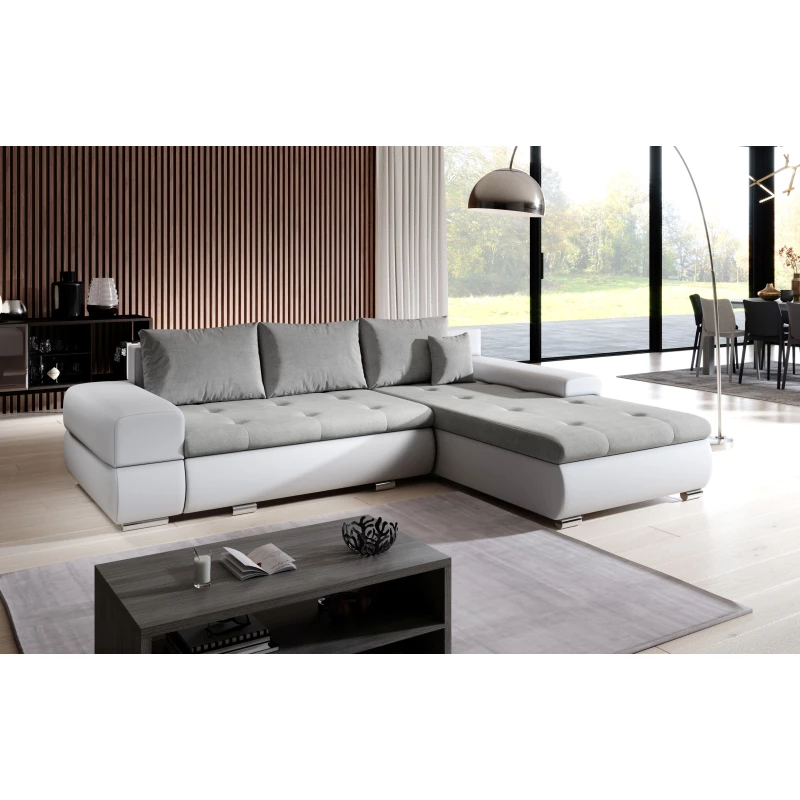 Rohová sedací souprava EDERA MINI - bílá / světle šedá