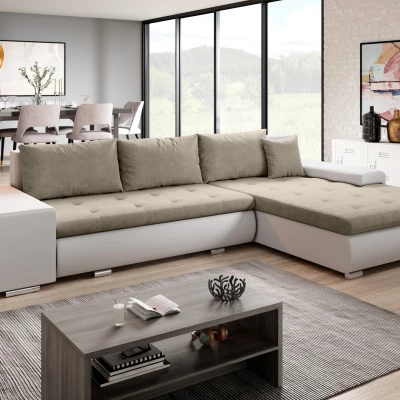 Rohová sedací souprava s taburety EDERA - bílá / béžová