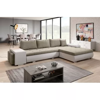 Rohová sedací souprava s taburety EDERA - bílá / béžová