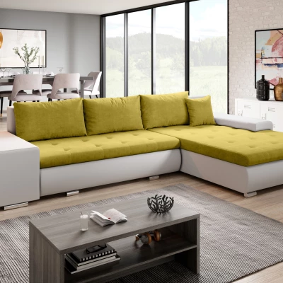 Rohová sedací souprava s taburety EDERA - bílá / žlutá