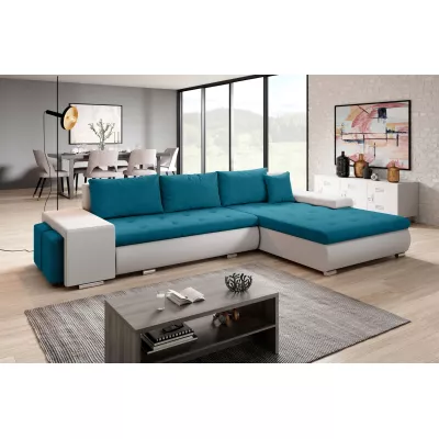 Rohová sedací souprava s taburety EDERA - bílá / modrá