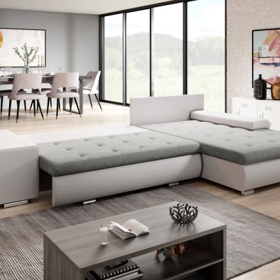 Rohová sedací souprava s taburety EDERA - bílá / světle šedá