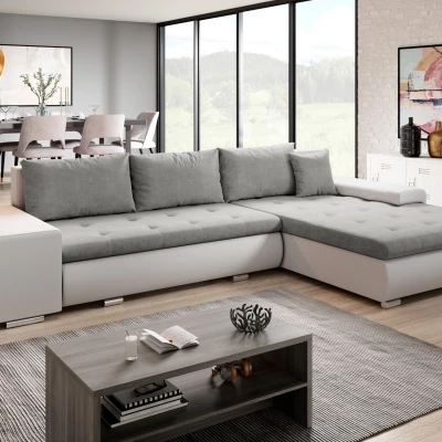 Rohová sedací souprava s taburety EDERA - bílá / světle šedá