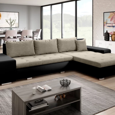 Rohová sedací souprava s taburety EDERA - černá / béžová