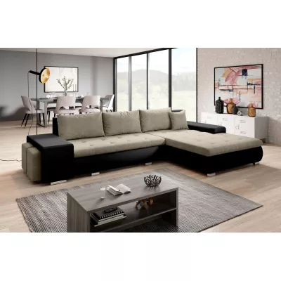 Rohová sedací souprava s taburety EDERA - černá / béžová