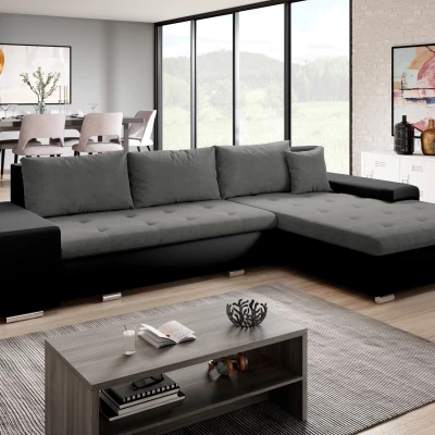 Rohová sedací souprava s taburety EDERA - černá / tmavě šedá