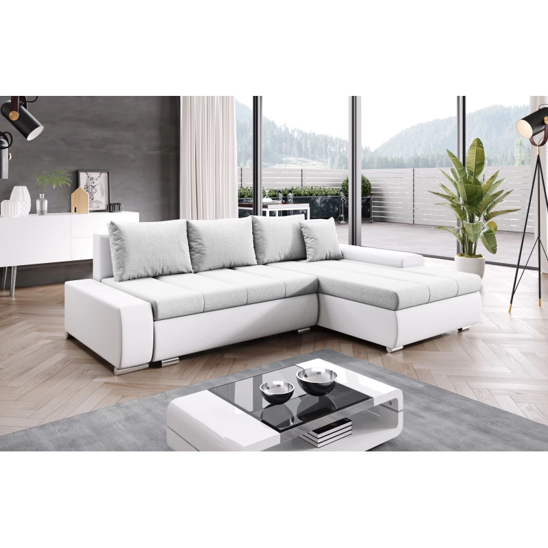 Sedací souprava s úložným prostorem CANDIDA - bílá / světle šedá