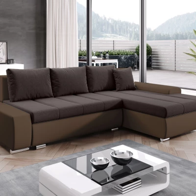 Sedací souprava s úložným prostorem CANDIDA - tmavě hnědá