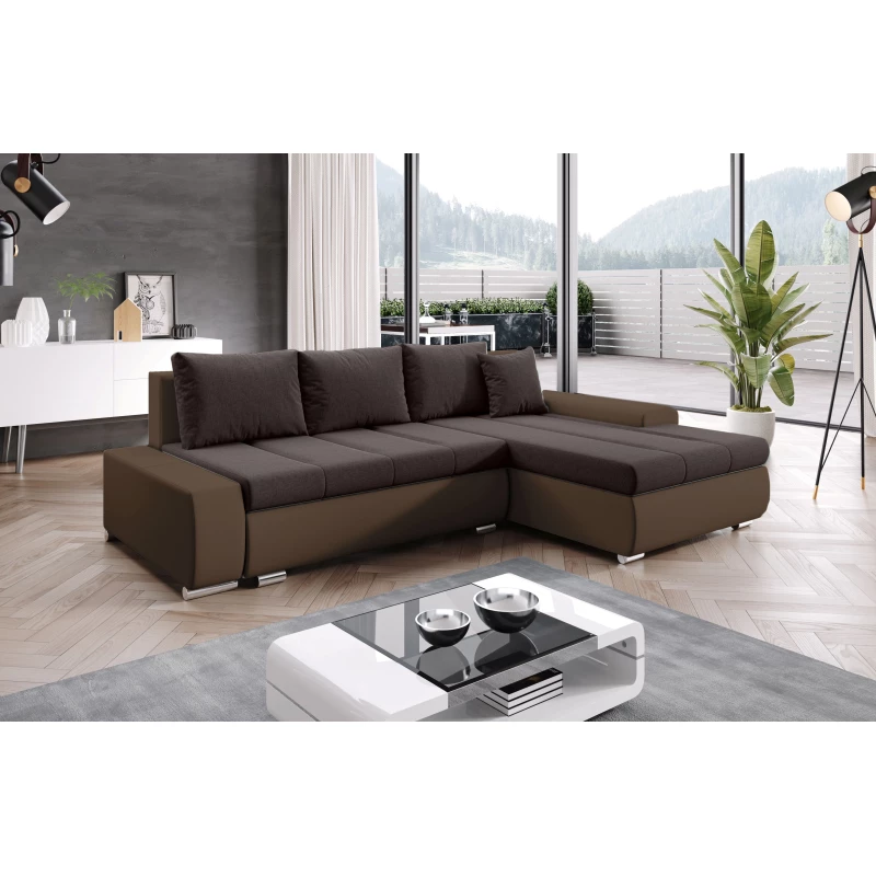 Sedací souprava s úložným prostorem CANDIDA - tmavě hnědá