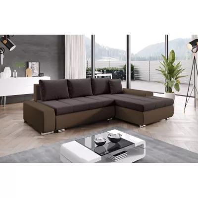 Sedací souprava s úložným prostorem CANDIDA - tmavě hnědá