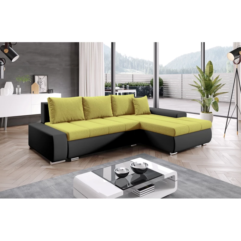 Sedací souprava s úložným prostorem CANDIDA - černá / žlutá