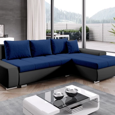 Sedací souprava s úložným prostorem CANDIDA - černá / modrá