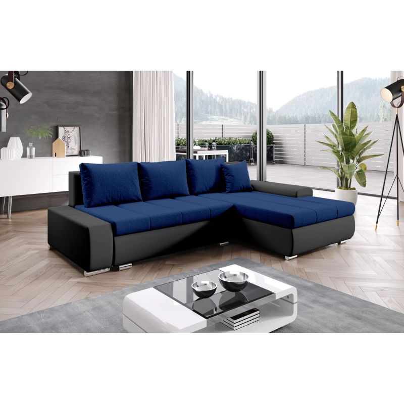 Sedací souprava s úložným prostorem CANDIDA - černá / modrá