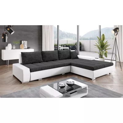 Rohová rozkládací sedačka CARLINA - bílá / grafit