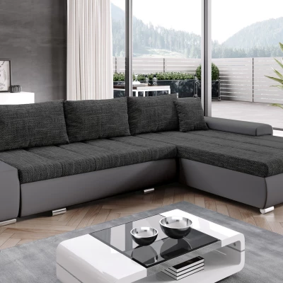 Rohová rozkládací sedačka CARLINA - tmavě šedá / grafit