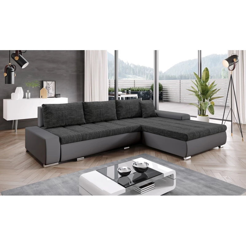 Rohová rozkládací sedačka CARLINA - tmavě šedá / grafit