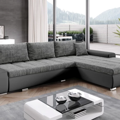 Rohová rozkládací sedačka CARLINA - černá / popelavá