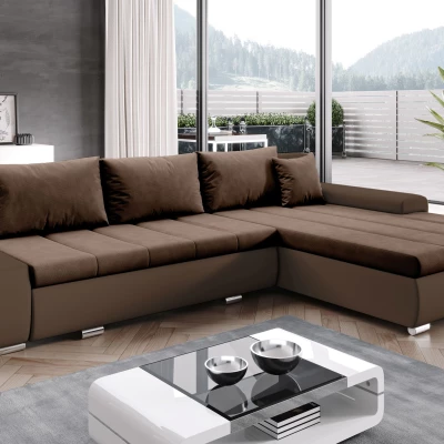 Rohová rozkládací sedačka CARLINA - tmavě hnědá / čokoládová