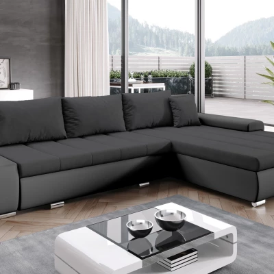 Rohová rozkládací sedačka CARLINA - černá