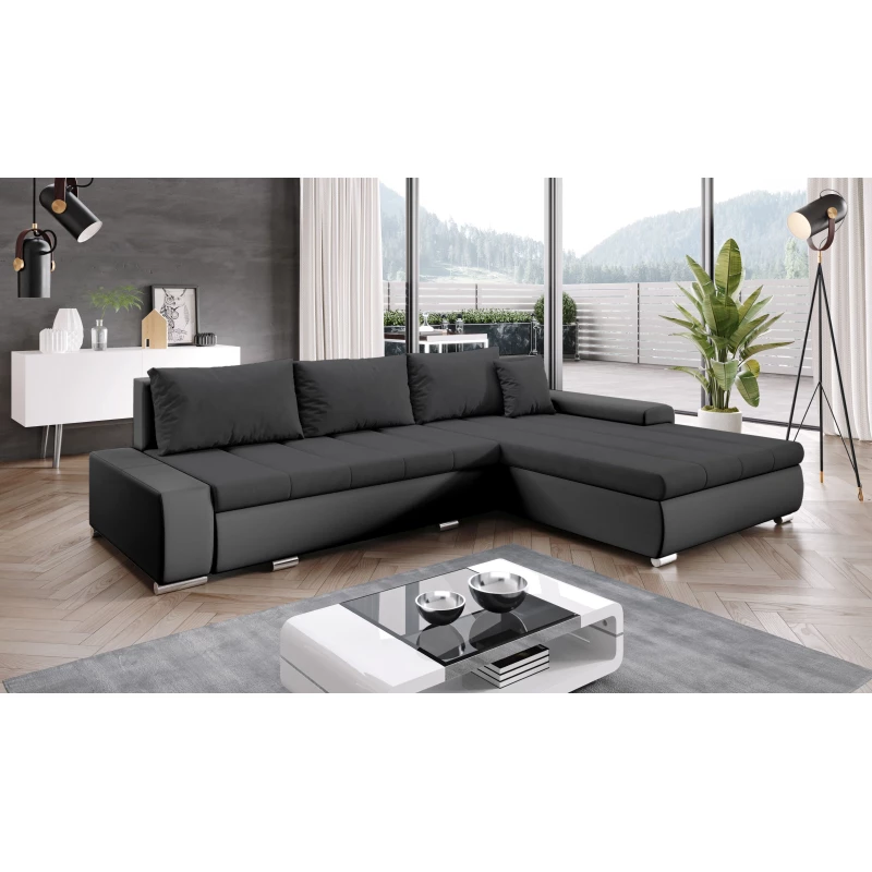 Rohová rozkládací sedačka CARLINA - černá