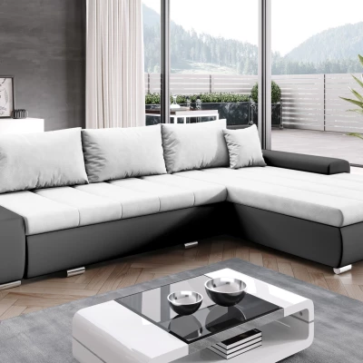 Rohová rozkládací sedačka CARLINA - černá / bílá