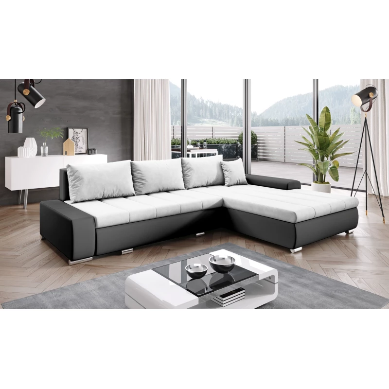 Rohová rozkládací sedačka CARLINA - černá / bílá