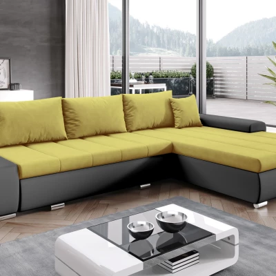 Rohová rozkládací sedačka CARLINA - černá / žlutá