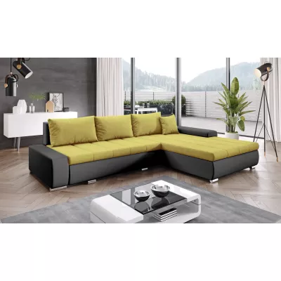 Rohová rozkládací sedačka CARLINA - černá / žlutá