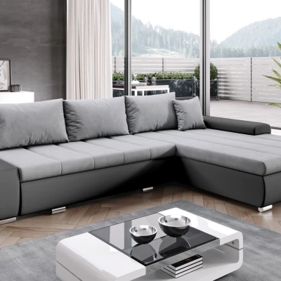 Rohová rozkládací sedačka CARLINA - černá / šedá