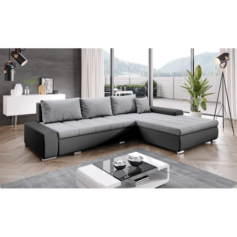 Rohová rozkládací sedačka CARLINA - černá / šedá