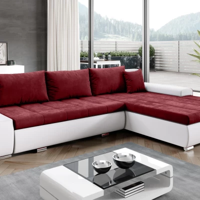 Rohová rozkládací sedačka CARLINA - bílá / červená