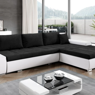 Rohová rozkládací sedačka CARLINA - bílá / antracit