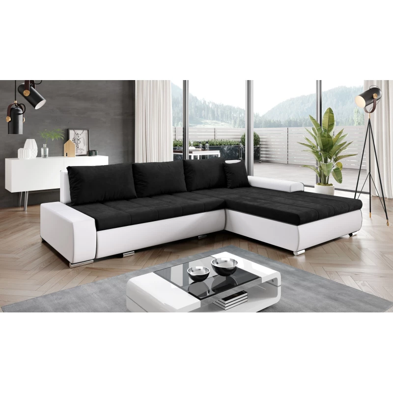 Rohová rozkládací sedačka CARLINA - bílá / antracit