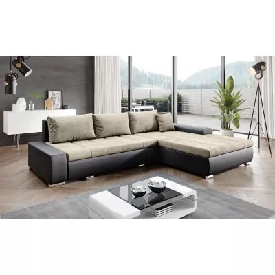 Rohová rozkládací sedačka CARLINA - černá / béžová