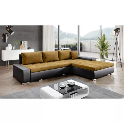 Rohová rozkládací sedačka CARLINA - černá / hořčicová