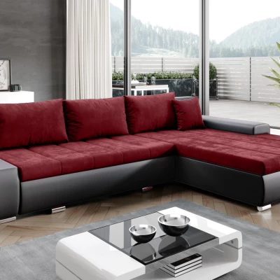 Rohová rozkládací sedačka CARLINA - černá / červená